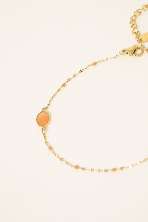 bracelet-cheville-noelynn-aventurine-orange-acier-inoxydable